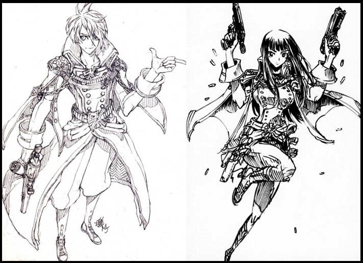 Arte conceitual oficial dos Insurgentes com dois personagens armados